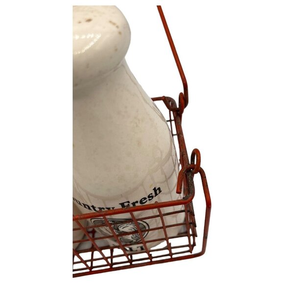 Vtg Milk Jug Rooster Ceramic Salt Pepper Shakers Red Basket Kitsch Kitchen Decor - Picture 11 of 12